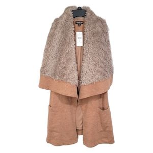 Fashion Nova Penny Lane Faux Fur Open Fall Vest Womens Size Small NWT